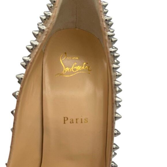 NEW Christian Louboutin Follies Spikes 100 Liege Pepite Silver Size 40 / 10 - Picture 8 of 13